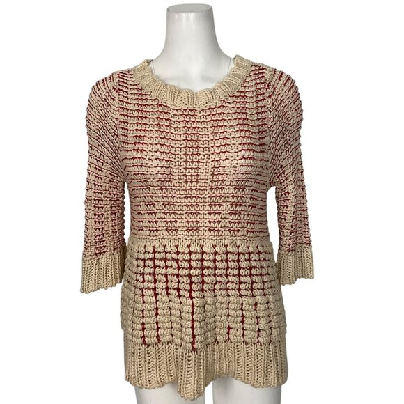 Anthropologie Sweaters - Anthropologie Fiets Voor 2 Hidden Glow Sweater M Red Cream